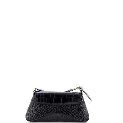 Balenciaga Xx Flap Street Shoulder Bag Crocodile Embossed Leather Small