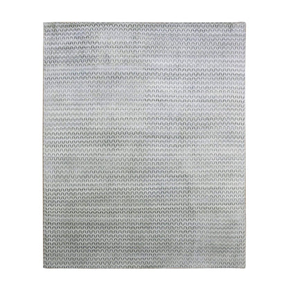 8'X10' Black Pure Raised Silk Hand Knotted Repetitive Pattern Wool Rug