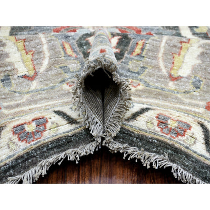 9'3"X11'9" Charcoal Black Afghan Peshawar Soft Wool Hand Knotted Rug