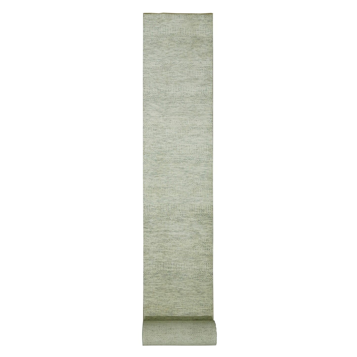 2'6"X29'9" Aesthetic White Wool Modern Grass Hand Knotted Xl Runner Rug