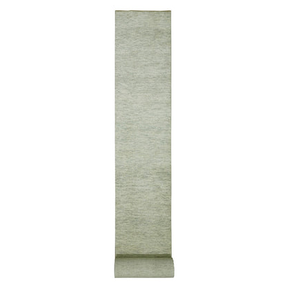 2'6"X29'9" Aesthetic White Wool Modern Grass Hand Knotted Xl Runner Rug