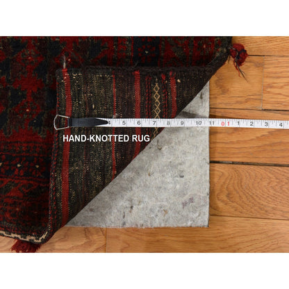 2'4"X2'4" Red Vintage Zoroastrian Saddle Bag Wool Hand Knotted Square Rug