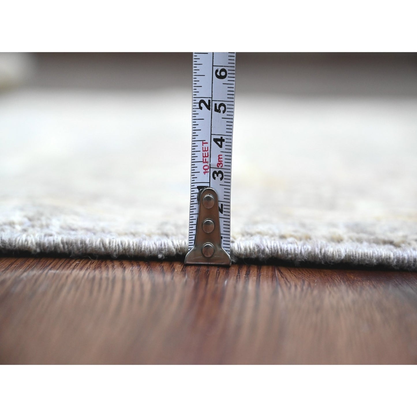 3'1"X4'9" Gray Afghan Peshawar Heris Design Hand Knotted Pure Wool Rug