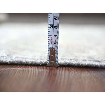 3'1"X4'9" Gray Afghan Peshawar Heris Design Hand Knotted Pure Wool Rug