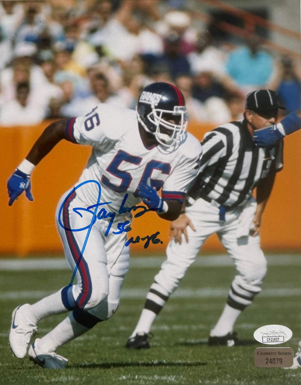 (JSA) Lawrence Taylor Autographed Giants 8x10 Football Photo