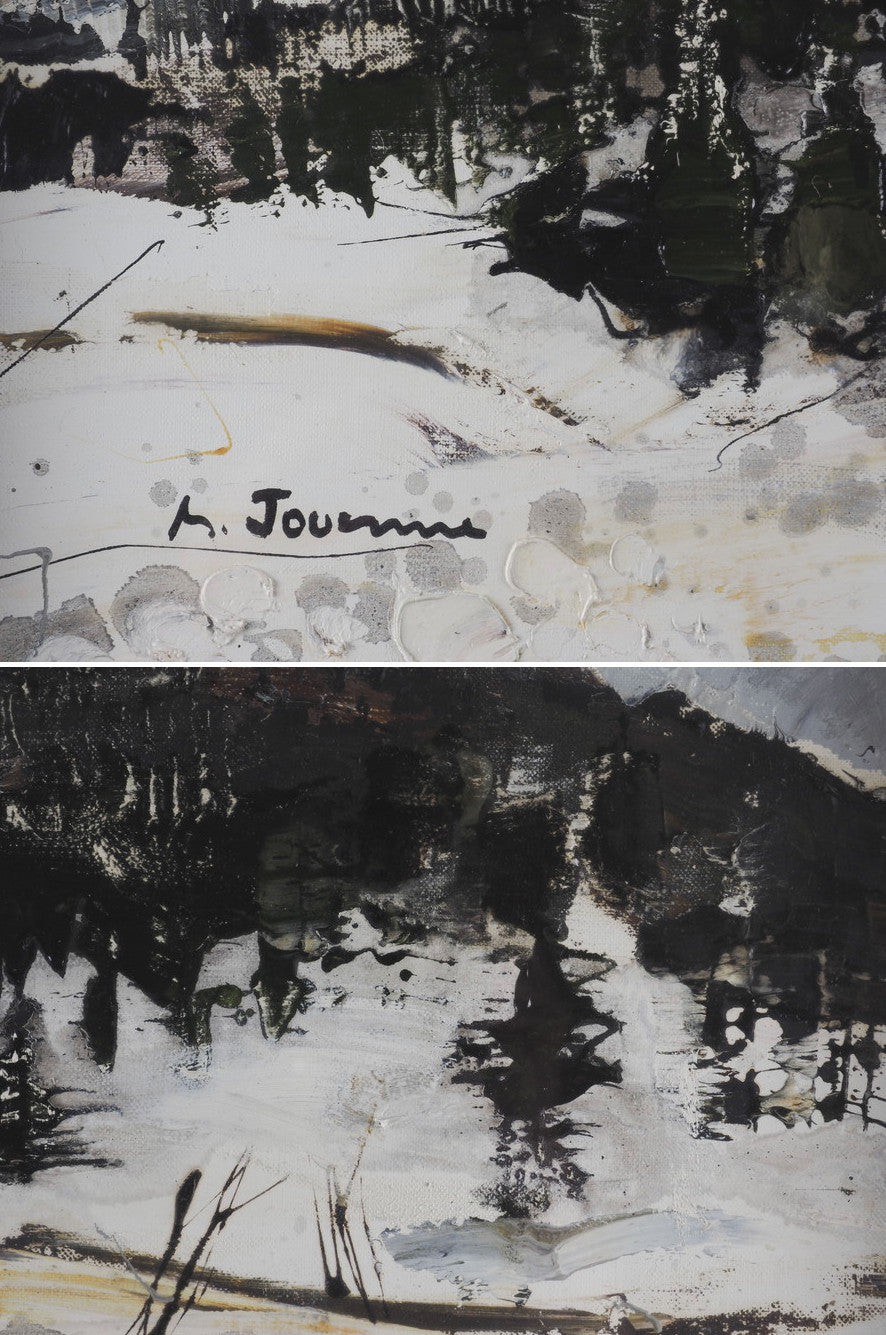 Michel Jouenne (1933-2021) Original Oil Painting "Neige" Snow Landscape Signed