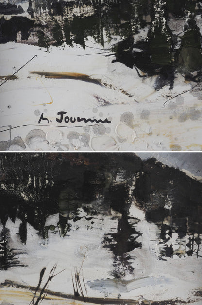 Michel Jouenne (1933-2021) Original Oil Painting "Neige" Snow Landscape Signed