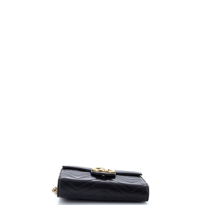 Gucci Gg Marmont Chain Wallet Matelasse Leather Mini