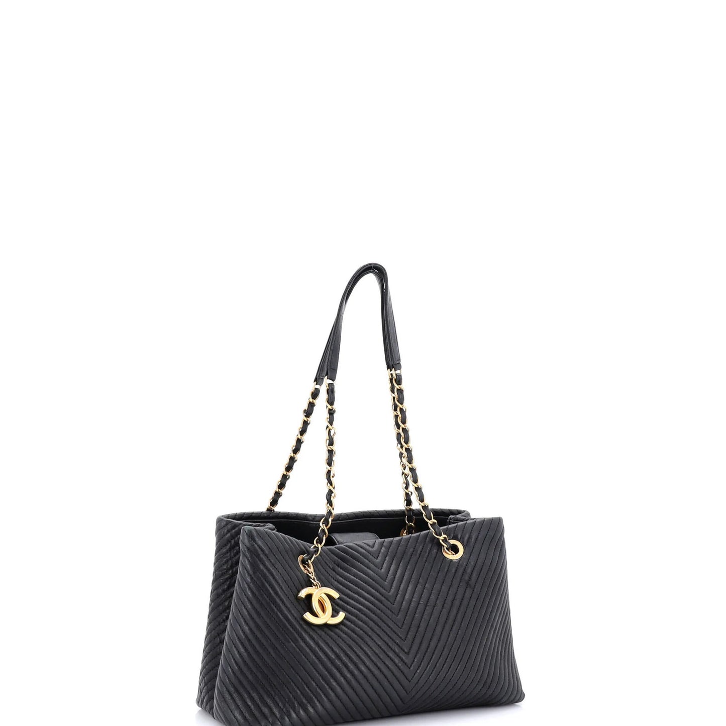 Chanel Medallion Charm Tote Chevron Wrinkled Lambskin Medium