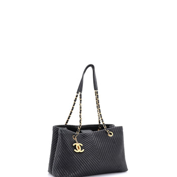 Chanel Medallion Charm Tote Chevron Wrinkled Lambskin Medium