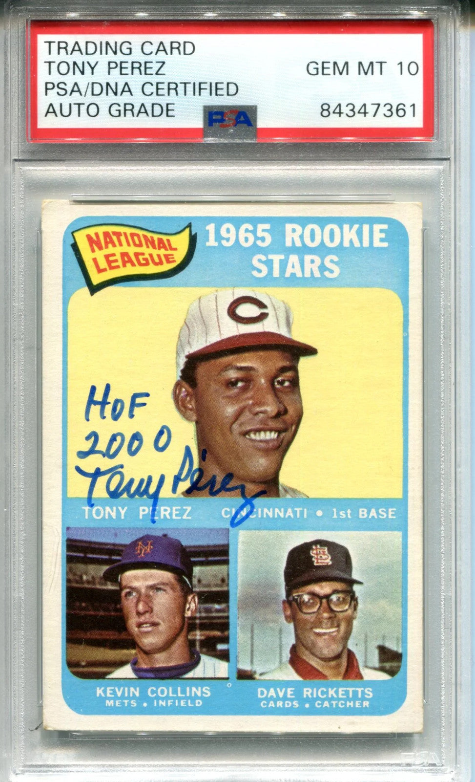 Tony Perez "Hof 2000" Autographed 1965 Topps Rookie Card (Psa)