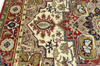 Handmade Scarlet Red Traditional Wool Heriz