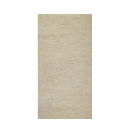 6'X11'10" Swan White All Wool Modern Plain Design Hand Knotted Runner Rug