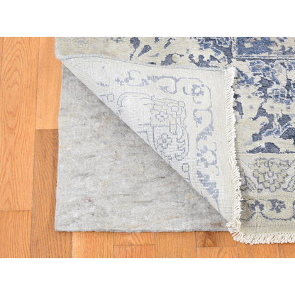 9'X12' Ash Gray Broken Kishoon Wool With Pure Silk Hand Knotted Rug