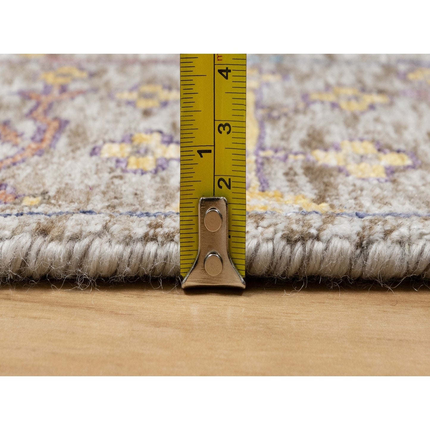 2'7"x22' White Directional Vase Hand Knotted Silk With Wool XL Runner Rug