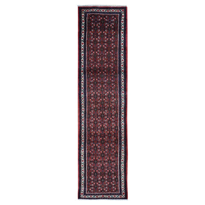2'6"X10' Red New Zoroastrian Khamadan Design Wool Hand Knotted Runner Rug