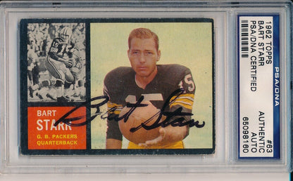 1962 Topps Card #63 Bart Starr Hof Packers Signed/Autographed Psa/Dna 164549