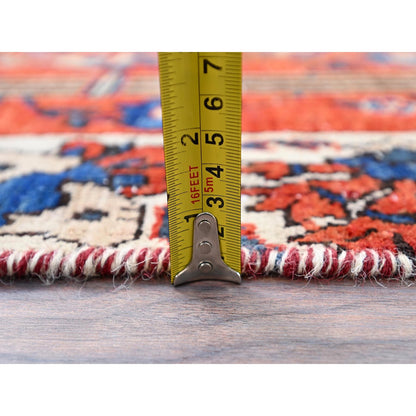 4'X5'10" Bullseye Red Old Zoroastrian Bakhtiari Soft Wool Oriental Rug