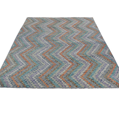 10'2"X13'7" Colorful Hand Woven Afghan Maimana Kilim Pure Wool Rug