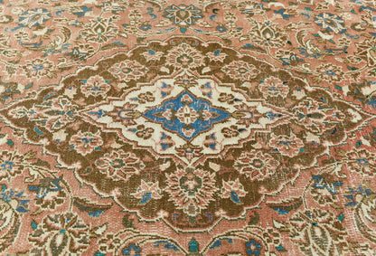 Distressed Vintage Wool Oriental Rug Muted Brown
