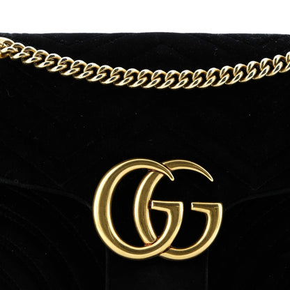 Gucci Gg Marmont Flap Bag Matelasse Velvet Medium