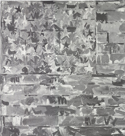 Jasper Johns Two Flags " Poster Pop Art Black & White, Gray