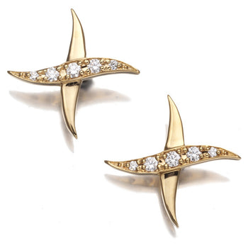 Vendome Earrings Diamond Wave Cross 18K 750
