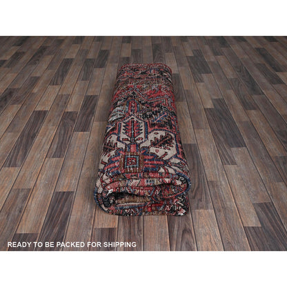 8'X11'3" Red Semi Antique Zoroastrian Heris Even Wear Hand Knotted Wool