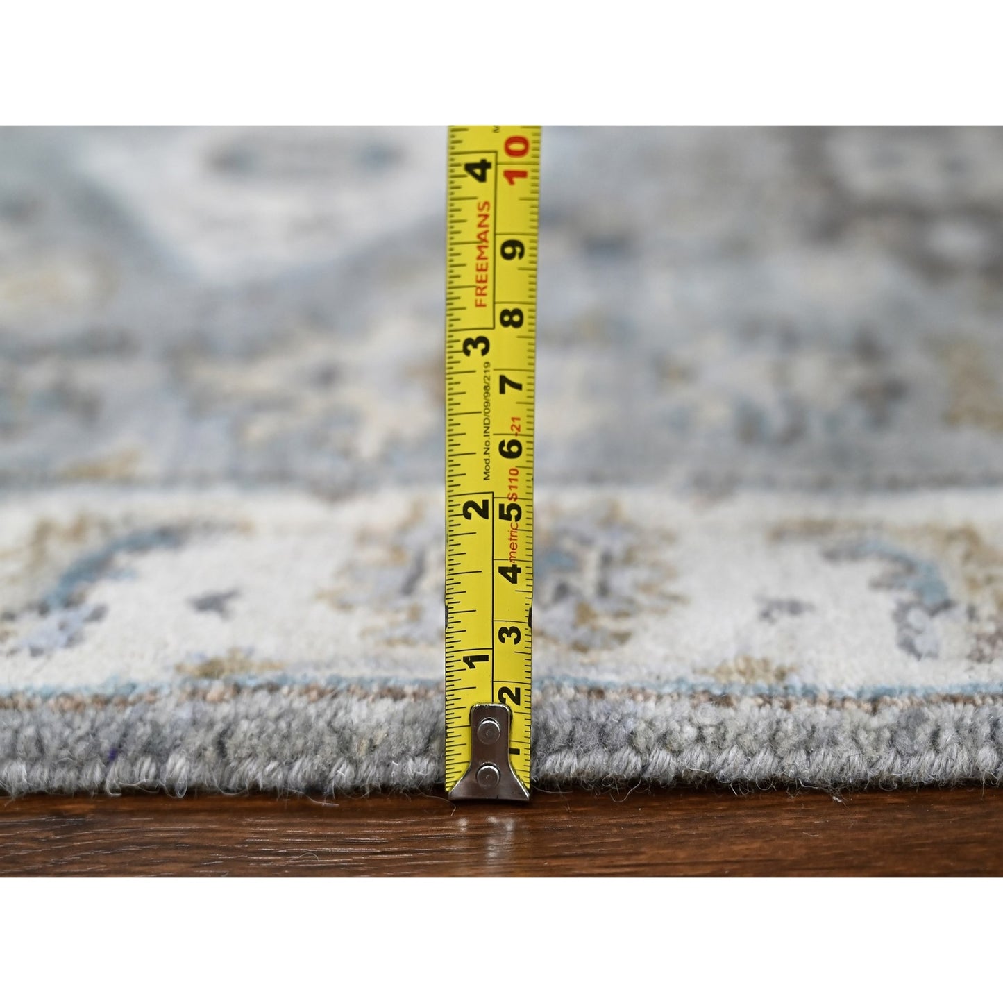2'7"X27'9" Gray Karjihooz Geometric Design Hand Knotted Wool Runner Rug