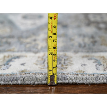 2'7"X27'9" Gray Karjihooz Geometric Design Hand Knotted Wool Runner Rug