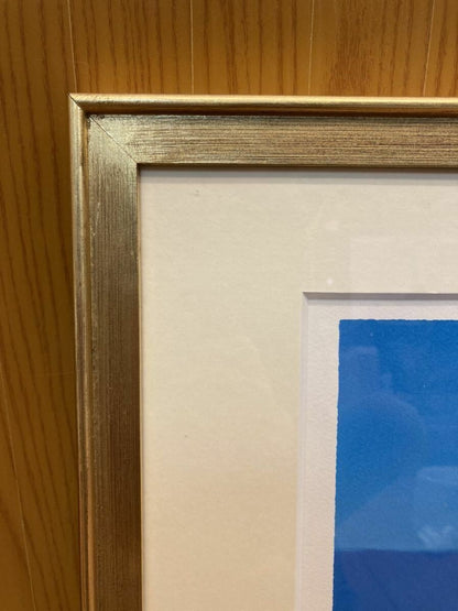 Alfred Defossez (French) Blue Bouquet Original Lithograph On Paper Signed Framed