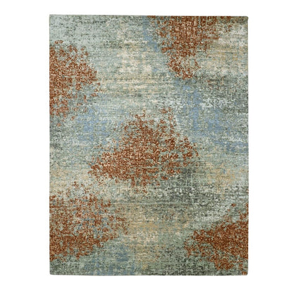 8'X10'6" Rust Red Zoroastrian Knot Abstract Design Wool Hand Knotted Rug