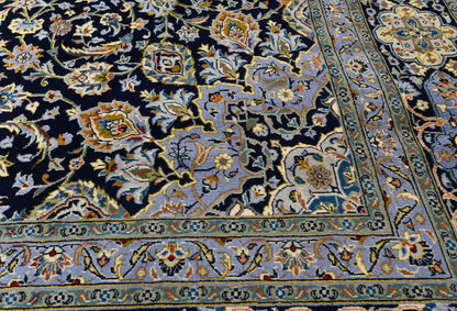 Handmade Oriental Rug Purple-Navy Medallion