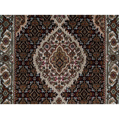 2'7"X6'3" Black Hand Knotted Tebraz Mahi Fish Design Pure Wool Runner Rug