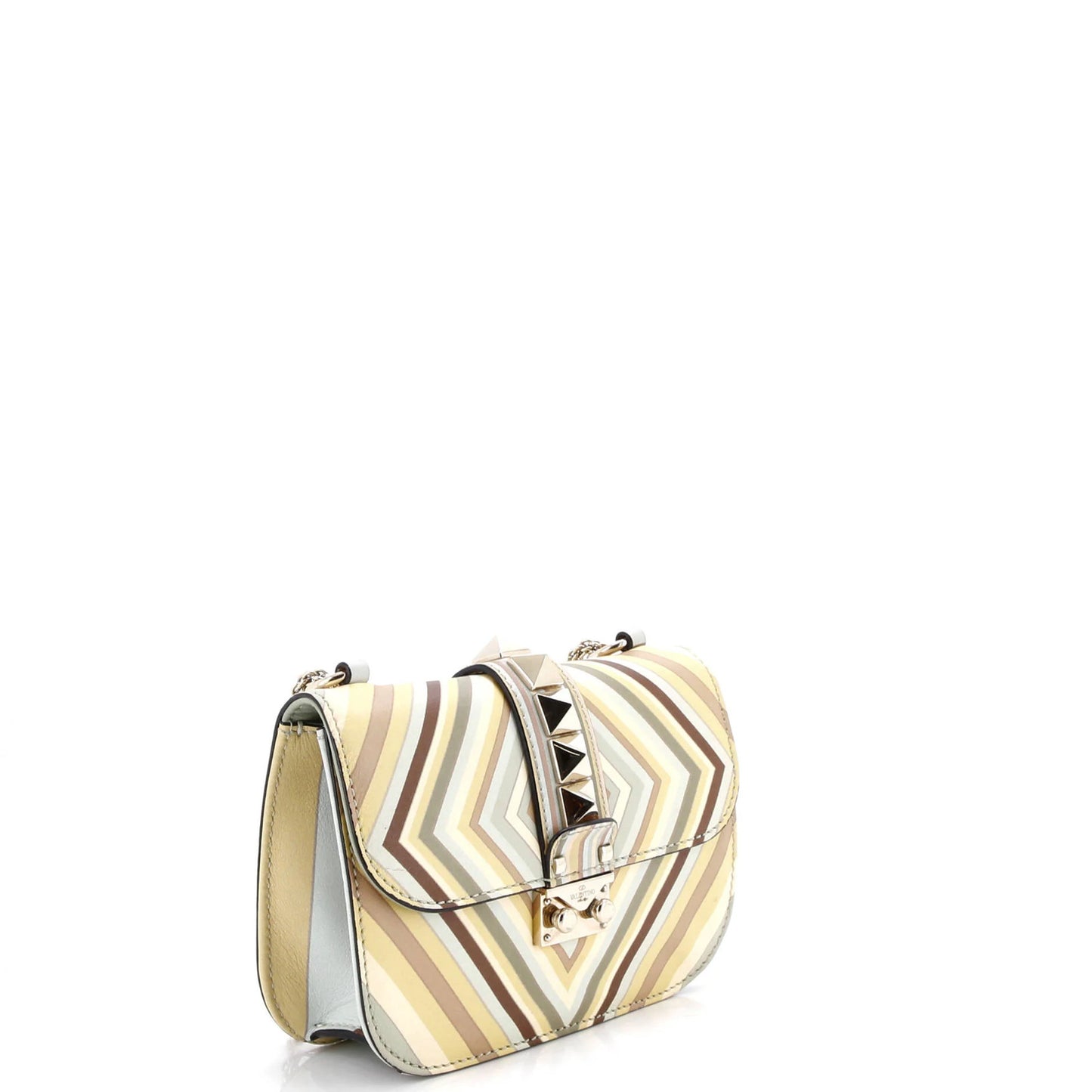 Valentino Garavani 1975 Glam Lock Shoulder Bag Striped Leather Small