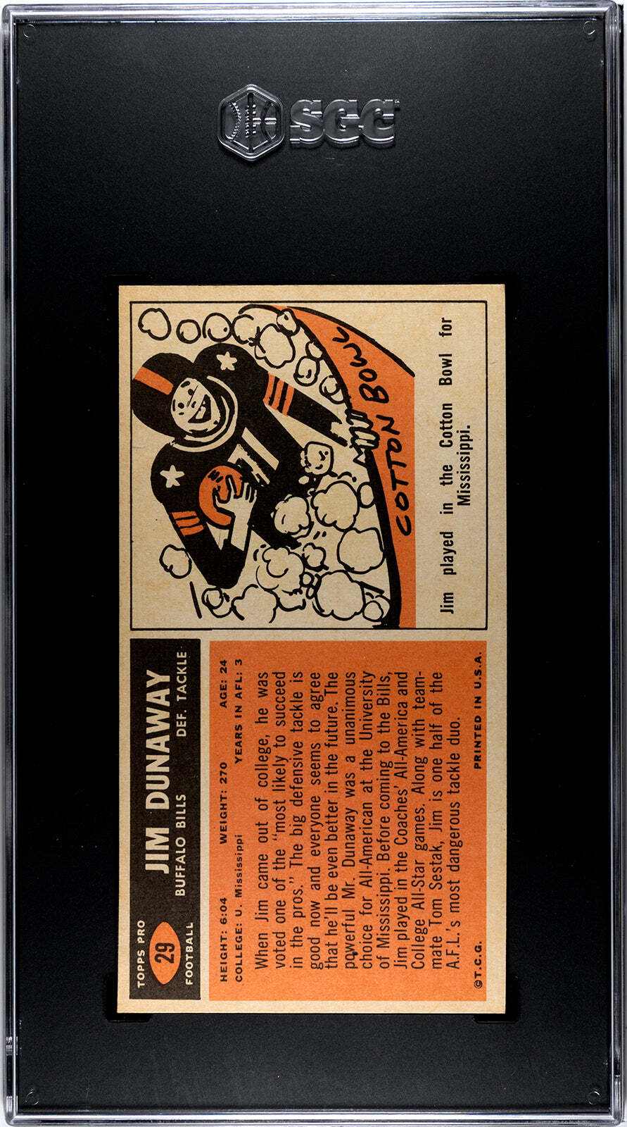 Jim Dunaway 1965 Topps #29 Sgc 5