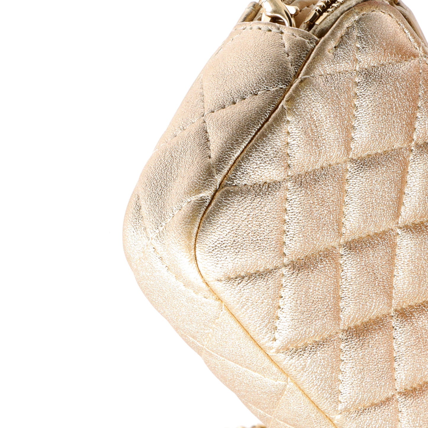 Chanel Double Zip Clutch With Chain Quilted Lambskin