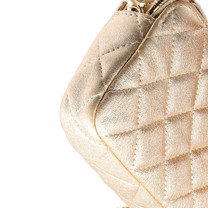 Chanel Double Zip Clutch With Chain Quilted Lambskin