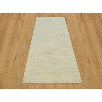 4'X8' Ivory Lori Buft Plain Design Wool Hand Knotted Wide Runner Rug