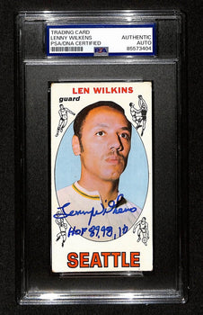 Len Wilkens Hof Seattle Signed/Inscr 1970-71 Topps Rc Card #44 Psa/Dna 198709