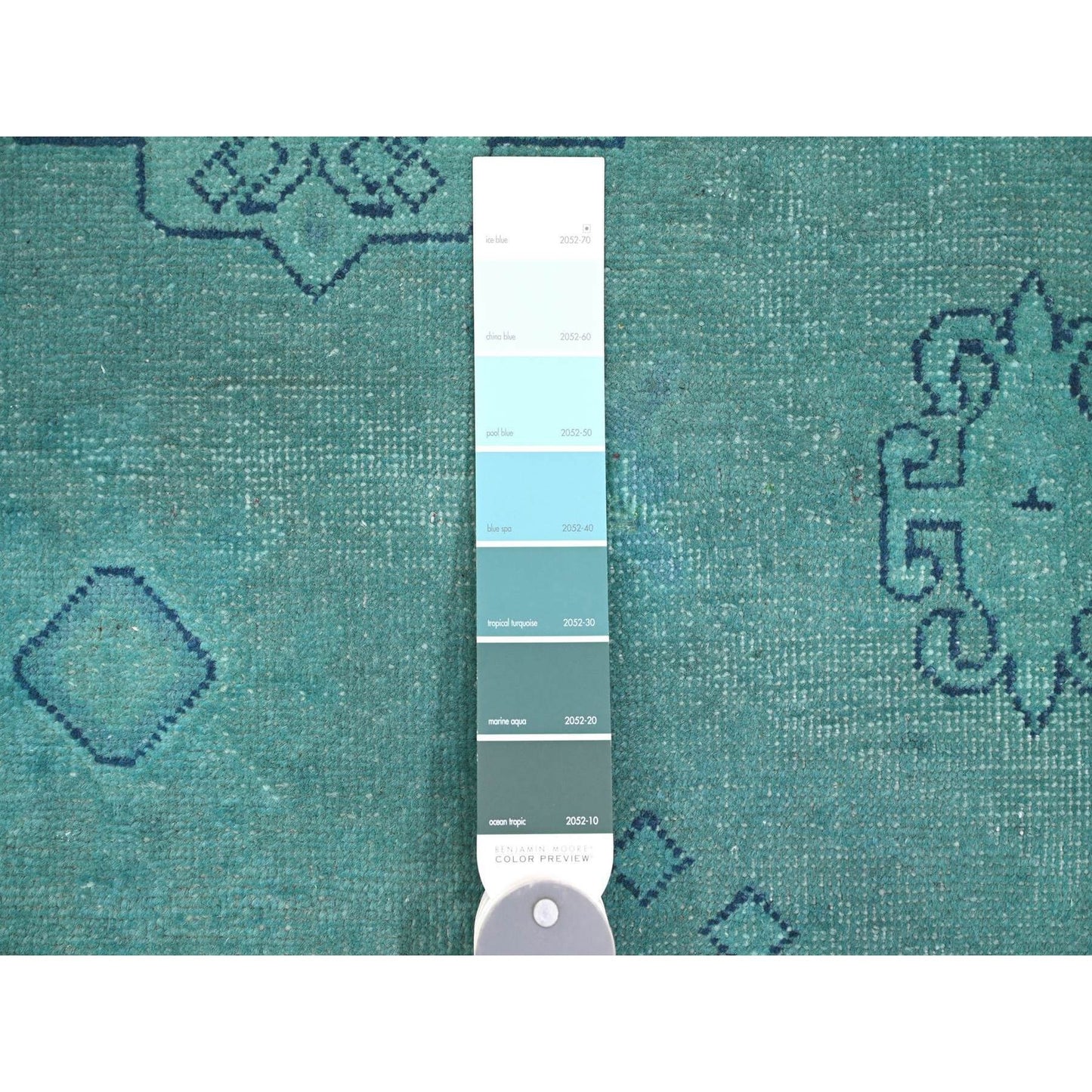 8'9"X11'7" Teal Overdyed Kazak All Over Design Hand Knotted 100% Wool Rug