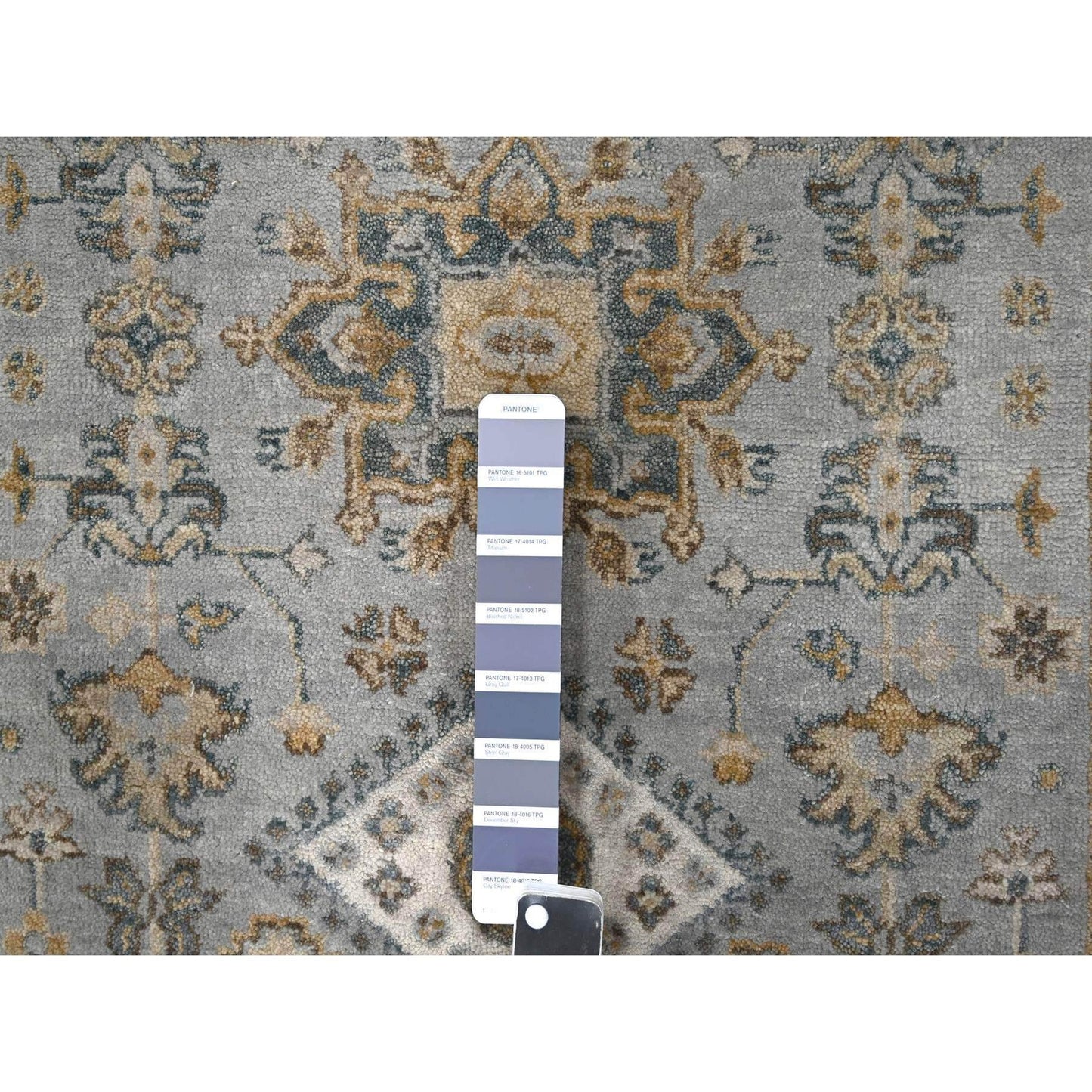 3'1"X5' Gray Hand Knotted Karjihooz And Geometric Design Organic Wool Rug