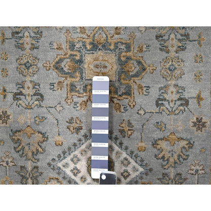 3'1"X5' Gray Hand Knotted Karjihooz And Geometric Design Organic Wool Rug
