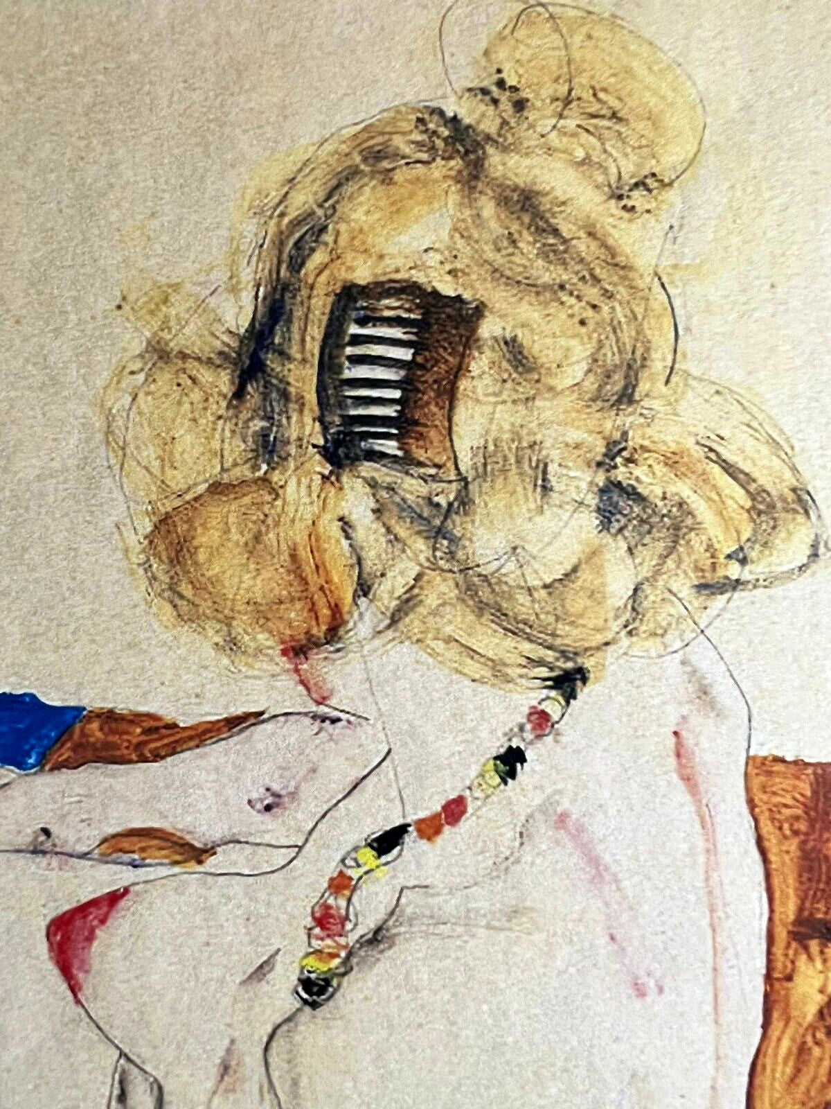 Egon Schiele Lithograph From A Painting Coa Signed Pen Numbered By Hand Crayon