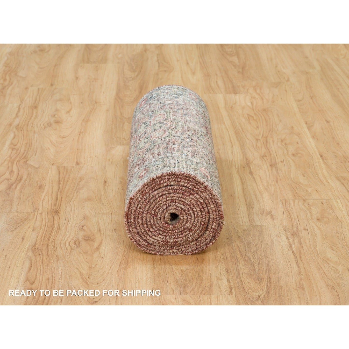 2'6"X19'8" Prune Red Heriz Revival Hand Knotted All Wool Xl Runner Rug