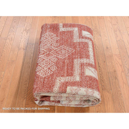 8'1"X10' Red Wool Hand Knotted Peshawar With Geometric Motifs Rug