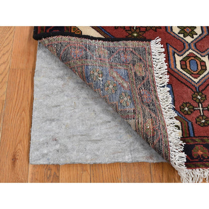 3'5"X5' Red Vintage Bohemian Zoroastrian Khamadan Wool Hand Knotted Rug