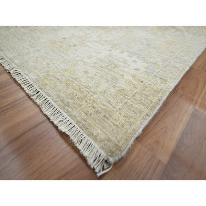 9'1"x12'2" Gray Broken and Erased Sultanabad Design Wool Hand Knotted Rug