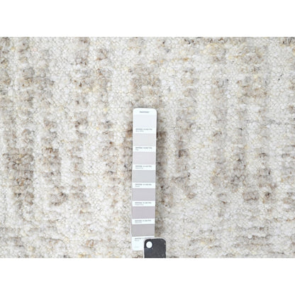 2'6"X11'10" Ivory Minimalist Swedish Design Hand Knotted Wool Runner Rug