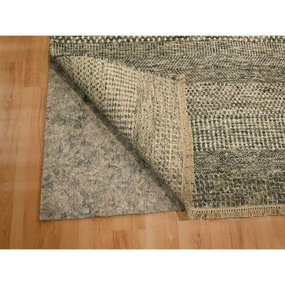 7'9"X10'2" Storm Gray Modern Grass Design Natural Wool Hand Knotted Rug